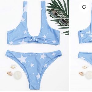 Zaful Star print knot Bikini Set